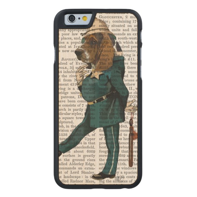Basset Hound Policeman Carved Wood iPhone Case (Back)