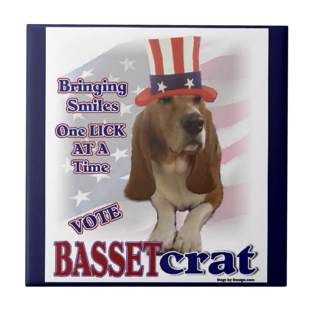 Basset Hound Political Humour Tile (Front)