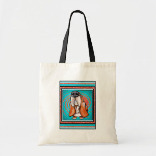 Basset Hound Pop Art Abstract Glitter Name Tote Bag