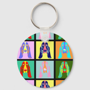 Basset Hound Pop Art Key Ring