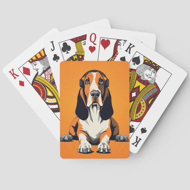 Basset Hound Pop Art Retro & Laid-Back Design Playing Cards (Back)