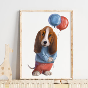 Basset Hound Print   Basset Hound Watercolor Print
