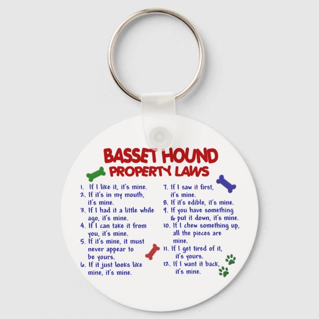 BASSET HOUND Property Laws 2 Key Ring (Front)