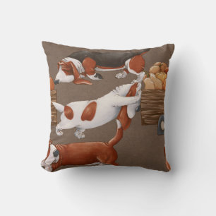 Basset Hound Pumpkin Harvest Pattern Cushion