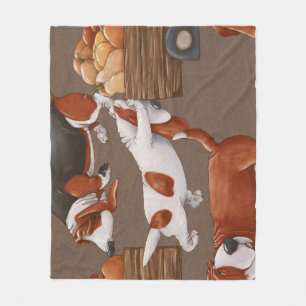Basset Hound Pumpkin Harvest Pattern Fleece Blanket