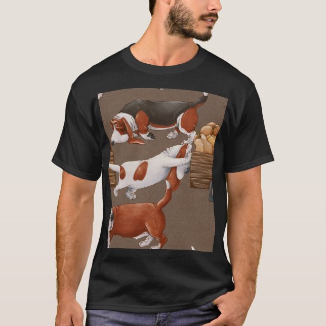 Basset Hound Pumpkin Harvest Pattern T-Shirt (Front)