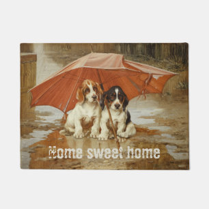 Basset hound puppies under umbrella CC0925 Trood Doormat