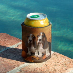 Basset Hound Puppy Autumn Delight Pumpkin Can Cooler