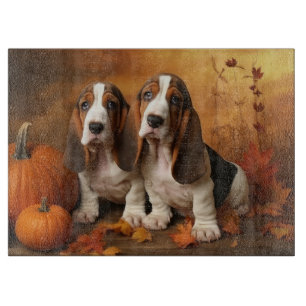 Basset Hound Puppy Autumn Delight Pumpkin Cutting Board