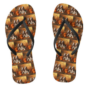 Basset Hound Puppy Autumn Delight Pumpkin  Jandals