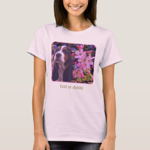 Basset Hound Puppy Blossoms Dog Art  T-Shirt
