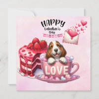 Basset Hound  Puppy Dog for Valentine's Day