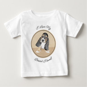 Basset Hound Puppy Painting - Original Dog Art Baby T-Shirt