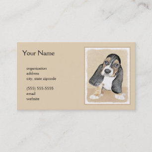 Basset Hound Puppy Painting - Original Dog Art Business Card