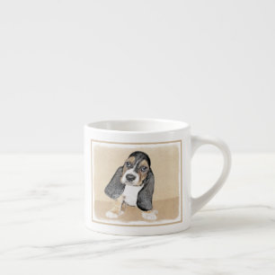 Basset Hound Puppy Painting - Original Dog Art Espresso Cup