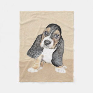 Basset Hound Puppy Painting - Original Dog Art Fleece Blanket