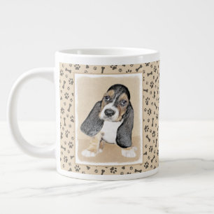 Basset Hound Puppy Painting - Original Dog Art Large Coffee Mug