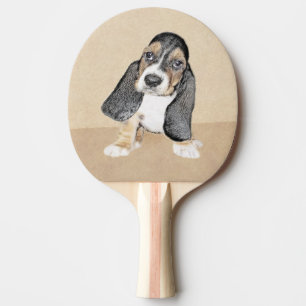 Basset Hound Puppy Painting - Original Dog Art Ping Pong Paddle