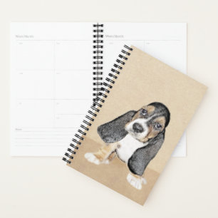 Basset Hound Puppy Painting - Original Dog Art Planner