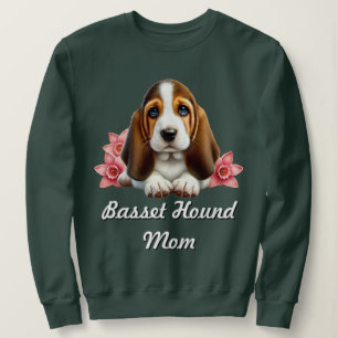  Basset Hound Puppy With Flowers  Sweatshirt