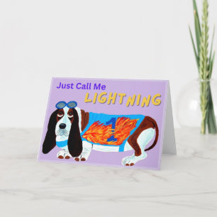 Basset Hound Racing Dog JUST CALL ME LIGHTNING! Card
