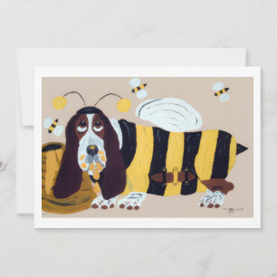 Basset Hound Raiding a Bee Hive Invitation