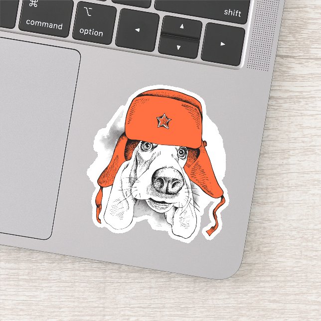 Basset Hound | Red Ushanka Hat (Detail)