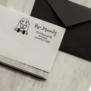 Basset Hound Return Address, Dog Breed   Rubber Stamp