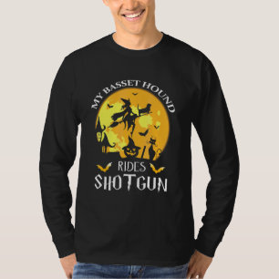 Basset Hound Rides Shotgun Dog T-Shirt