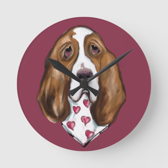 Basset Hound Round Clock (Front)