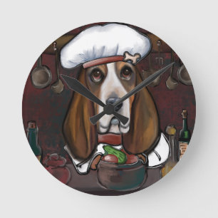 BASSET HOUND ROUND CLOCK