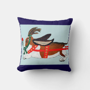Basset Hound Rudolph The Red-Nosed Reindeer Cushion