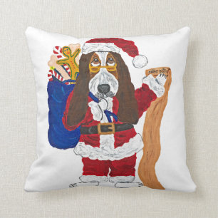 Basset Hound Santa Checking List Of Good Bassets Cushion