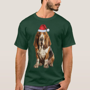 Basset Hound Santa Dog Cute and Funny Christmas T-Shirt