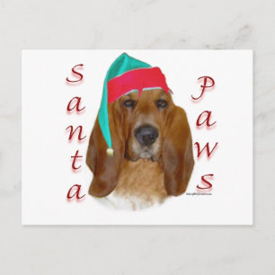 Basset Hound Santa Paws Holiday Postcard