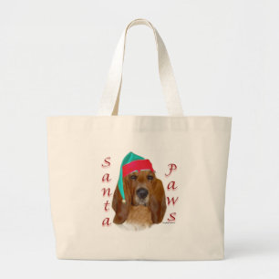 Basset Hound Santa Paws Large Tote Bag