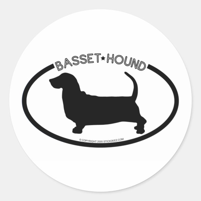 Basset Hound Silhouette Black Sticker (Front)
