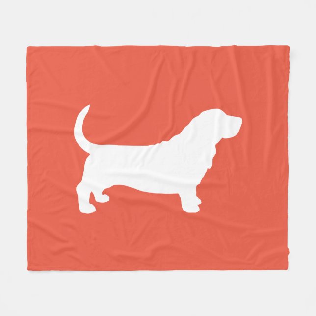 Basset Hound Silhouette Cosy Dog Lover Fleece Blanket (Front (Horizontal))