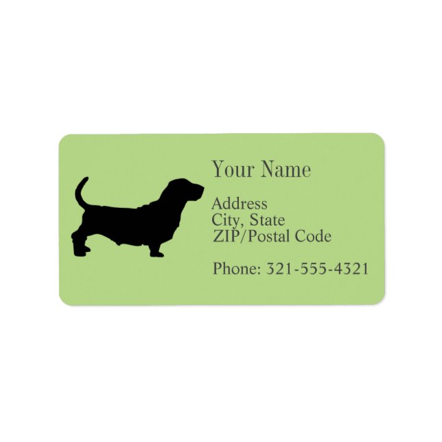 Basset Hound Silhouette Label (Front)