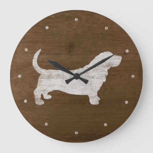 Basset Hound Silhouette Large Clock