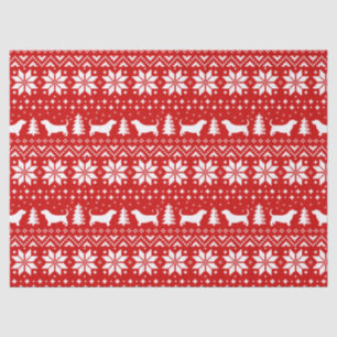 Basset Hound Silhouettes Christmas Pattern Red Tissue Paper