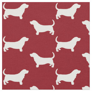 Basset Hound Silhouettes Pattern Fabric