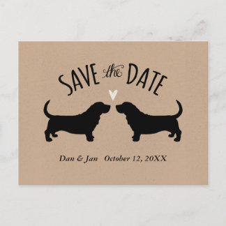 Basset Hound Silhouettes Wedding Save the Date Announcement Postcard
