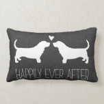 Basset Hound Silhouettes with Heart and Text Lumbar Cushion<br><div class="desc"></div>