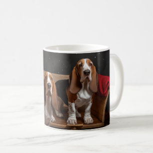 Basset Hound Snowy Sleigh Christmas Decor  Coffee Mug