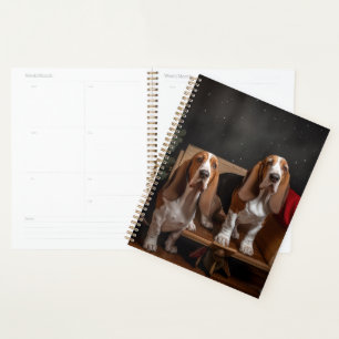 Basset Hound Snowy Sleigh Christmas Decor Planner