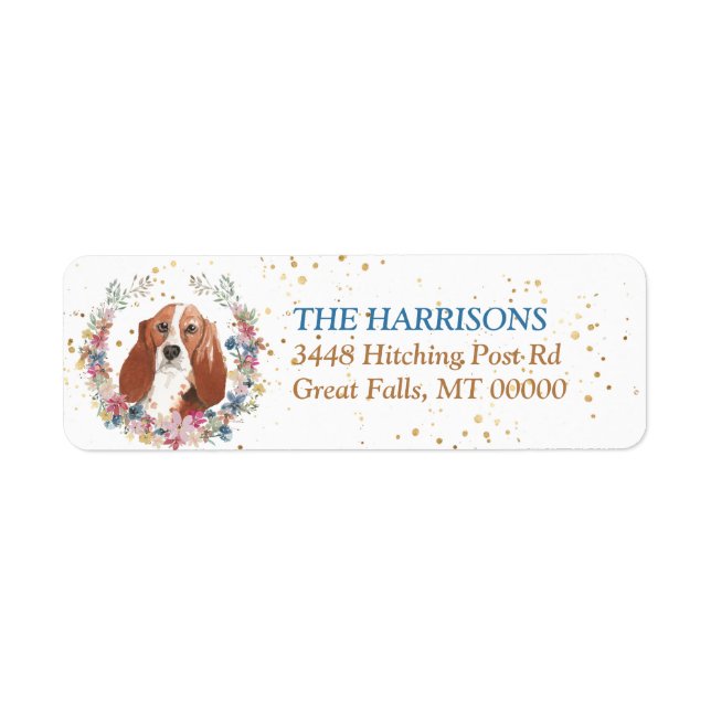 Basset Hound Spring Flowers Wreath (Front)