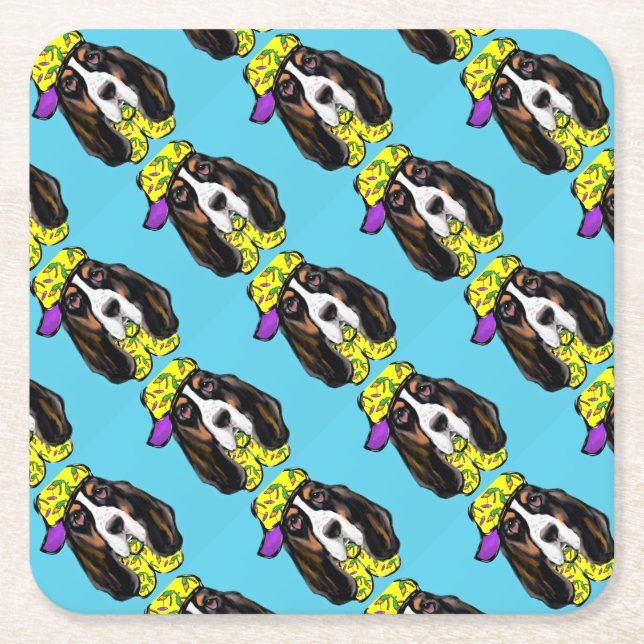 Basset Hound Square Paper Coaster (Front)
