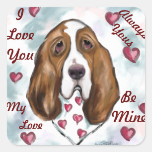 BASSET HOUND SQUARE STICKER