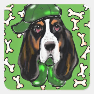 Basset Hound Square Sticker